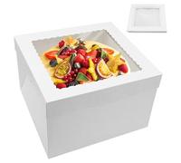 HVIHWI 5 Piezas Caja para Pasteles, Caja Tarta con Ventana Transparente, 30x30x20cm Recipiente para Tartas Blancas para Exposición, Regalo, Cumpleaños y Eventos(Sin Base para Tarta)