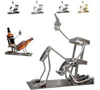 Hvjwfu Skull Coke and Wine Bottle Stand, Funny Metal Sturdy Skull Wine Bottle Rack, Whiskey Steampunk Style Beverage Display Stand for Home Kitchen Decor Beer for Hometotenkopfweinflaschenhalter -S