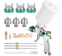 HVLP Pistola de Pintura Profesional, Pistola Pulverizadora de Pintura, Recipiente de Pintura 600 ml, 3 boquillas 1,4mm 1,7mm 2,0mm, Alimentación por Gravedad Pistola Rociadora para Automóviles, Techos