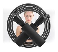 hvoolee Cuerda de saltar para fitness, resistencia y adelgazamiento, ideal para boxeo, entrenamiento a intervalos, deportes, entrenamiento, adecuada para niños y adultos, BK001, negro