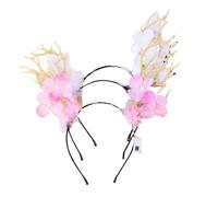 HVRFJXI 5 diademas de cuernos con luz LED con flores, diadema brillante, bandas de pelo de Navidad, decoración de fiesta para mujeres y niñas, decoración de fiesta