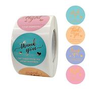 HVRFJXI 500 unidades/rollo para pegatinas creativas de agradecimiento, multicolor, ideales para pequeñas empresas, escuelas, tiendas, actividades