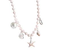 HVRFJXI Adjustable Length Sea Themed Necklace With Shimmering Starfishes Pendant And Pearls Like Bead Detailing For Fashion Lover Elegant Seashells Inspired Necklace For Women