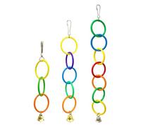 HVRFJXI Anillos coloridos para loros, campanas de juguete, jaula de pájaros, campanas colgantes masticables para estimulación intelectual y molienda de picos, accesorios para pájaros de mascotas con
