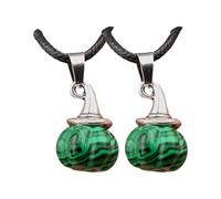 HVRFJXI Collar unisex de cordón negro con dije de sombrero de bruja de calabaza y piedra de ágata natural, accesorio hecho a mano, dije de sombrero de bruja de piedra natural, talla única, como se