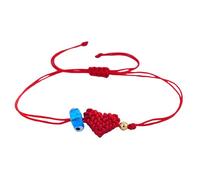 HVRFJXI Cuerda roja con cuentas azules de mal de ojo, cadena de corazón tejida a mano, ajustable, unisex, accesorio espiritual hecho a mano, talla única, como se describe