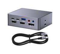 HVRFJXI Estación de acoplamiento multipuerto profesional 16 en 1 4K HDTV DisplayPort, adaptadores metálicos de doble pantalla 5 Gbps, USB 3.0 para estaciones de trabajo, enchufes y concentradores USB