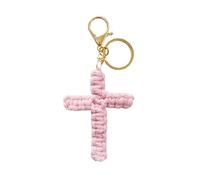 HVRFJXI Llavero de algodón para confirmación de bautismo espiritual, accesorio para coche con mosquetón y cordón de algodón, accesorio para coche, Pin de llavero con cruz, Talla única