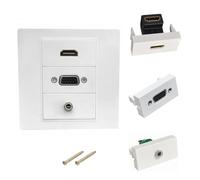 HVRFJXI Placa de pared HDTV VGA de 86 mm, toma de pared de 3,5 mm para una fácil instalación sin soldadura en hogares, teatro, conector de sonido