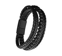 HVRFJXI Pulsera ajustable de piel sintética para hombre con cuentas de piedra natural y cierre magnético, joyería para aliviar el estrés, hecha a mano, talla única, Cuero, No es una piedra preciosa