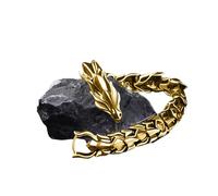 HVRFJXI Pulsera de hueso de dragón vikingo, de moda, para hombre, materiales de aleación resistentes, retro, punk, joyería, regalos para uso diario, talla única, Metal, No es una piedra preciosa