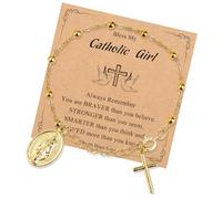 HVRFJXI Rosario de aleación con dije de cruz detallada, adecuado para ceremonias de oración, trajes casuales o eventos especiales, joyería de cadena de rosario de aleación religiosa, talla única, como