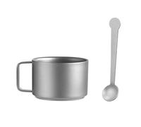 HVRFJXI Taza compacta de camping de 100 ml, taza de café de doble pared, tazas de viaje con asa para viajes al aire libre, camping, hogar, taza de agua portátil al aire libre con mango fijo