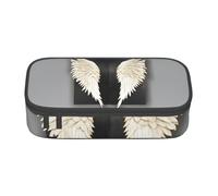 HVTTIOR Estuche esencial de plumas de ángel con estampado de plumas de ángel de gran capacidad, 8.3 x 2 x 3.7 pulgadas, bolsa funcional para mujer