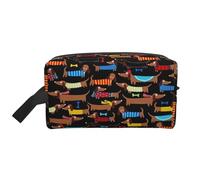 HVTTIOR I Love My Dog Dachshunds - Artículos de tocador con estampado de maquillaje y esenciales para uso diario, bolsa de viaje con cremallera, color blanco, talla única