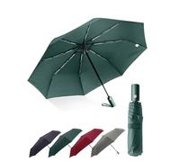 HW CASA Paraguas plegable antiviento, apertura cierre automático, 105 cm paraguas grande con 8 varillas de aleación de fibra de vidrio, compacto y portátil paraguas automático, Verde, Upgrade