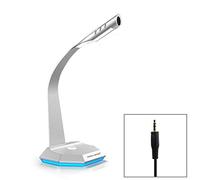 HWB AYSMG K3 Base de Metal de Escritorio Omnidireccional Conector de 3.5 mm con Cable Micrófono de Condensador Micrófono, Compatible con PC/Mac for transmisión en Vivo, Show, KTV, etc. (Plateado)