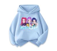 HWBACLSFA Sudaderas con Capucha para niñas, Sudaderas de Moda con Estampado de Anime para niños, Ropa Infantil,Azul,130cm