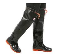 HWBZSZY Botas Lluvia Altas PVC 100% Impermeables, Zapatos Pesca Antideslizantes, Botas Agua Ultraligeras Y Transpirables, Botas Barro para Vadear, Pesca con Mosca, Caza, Trabajo con Barro,Negro,46 EU
