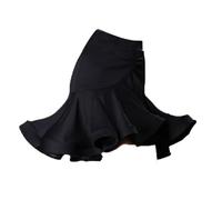 HWBZSZY Falda de Baile Latina de Cintura Alta para Mujer Adulto, Traje de Danza Profesional para Práctica y Actuación de Primavera y Verano, Falda Asimétrica para Samba, Tango y Rumba,Black a,L