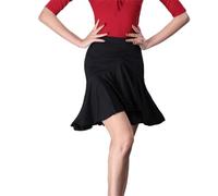 HWBZSZY Falda de Baile Latina de Cintura Alta para Mujer Adulto, Traje de Danza Profesional para Práctica y Actuación de Primavera y Verano, Falda Asimétrica para Samba, Tango y Rumba,Black b,XXL