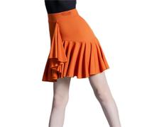 HWBZSZY Falda de Baile Latino de una Pieza para niña, con Cintura elástica, Fruncida y Plisada, Ideal para Baile de salón, Salsa, Rumba, Samba y Otras danzas,Naranja,140cm
