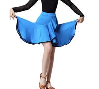 HWBZSZY Falda de Baile Latino para niñas, de una Pieza, con Pliegues Irregulares, para práctica de Baile, competición, para Baile de salón, Tango, Swing, Rumba y chachachá,Azul,160cm
