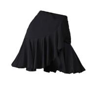 HWBZSZY Falda De Baile Latino Vestido Corto Femenino Adulto Nueva Actuación De Danza Falda De Volantes Irregulares Ropa De Entrenamiento De Baile De Salón Salsa Tango Traje De Rumba,Negro,XXL