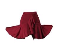 HWBZSZY Falda De Baile Latino Vestido Corto Femenino Adulto Nueva Actuación De Danza Falda De Volantes Irregulares Ropa De Entrenamiento De Baile De Salón Salsa Tango Traje De Rumba,Rojo,XXL