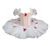 HWBZSZY Niñas Bordado Camisola Ballet Tutú Vestido Niños Floral Gimnástico Danza Bailarina Leotardo Falda de Tul Princesa Ropa de Baile Competencia Traje de Actuación,Blanca,130cm