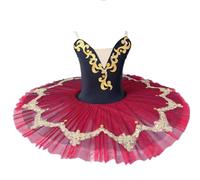 HWBZSZY Niñas Flores Bordado Ballet Vestido De Danza De Imitación Decorar Princesa Cisne Bailarina Ropa De Baile Gimnástico Leotardo Tutú Volante Brillante Falda De Tul,Red 1,140cm