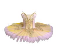HWBZSZY Niñas Niños Lentejuelas Vestido de Ballet Brillante Princesa Floral Bordado Leotardos Falda Tutú Niñas Competencia Profesional Traje de Bailarina,Naranja,150cm