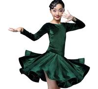 HWBZSZY Niños Latin Dance Vestido Suave Terciopelo Gimnasia Entrenamiento Traje Traje para Niñas Competición Danza Ropa Vestidos Vestidos De Fiesta Desgaste,Verde,L