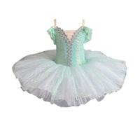 HWBZSZY Vestido de Ballet Brillante para niñas Leotardo de Baile para niños Tutú Niños Correa Ajustable Traje de Bailarina Gimnasia Traje de Patinaje Ropa de Baile de salón,Verde,150cm