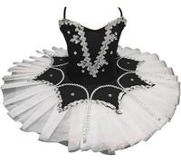 HWBZSZY Vestido de tutú de Ballet con Lentejuelas y decoración de Diamantes de imitación, con Tirantes Ajustables, para niñas, Traje de competición Profesional, Leotardos,Negro,140
