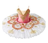 HWBZSZY Vestido de Tutú de Ballet para Niñas con Lentejuelas, Maillot de Gimnasia Sin Mangas, Traje de Danza con Flores, Disfraz de Princesa Bailarina, Falda para Fiestas de Cumpleaños,Rosado,160cm