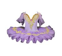 HWBZSZY Vestido de Tutú Infantil para Niñas, Traje de Bailarina con Lentejuelas, Pedrería y Flores, Maillot de Gimnasia para Actuaciones Profesionales,Púrpura,130cm
