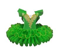 HWBZSZY Vestido de Tutú Profesional para Niñas, Colorido Disfraz de Bailarina del Lago de los Cisnes, Traje de Danza de Gimnasia con Lentejuelas Brillantes para Fiestas y Baile de Salón,Verde,140cm