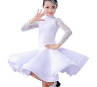 HWBZSZY Vestidos de encaje de verano para niñas con volantes, vestido de baile latino con patrón floral para salón, competición, fiesta, escenario, práctica, disfraces, 2 piezas