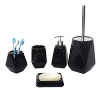 HWC-C71AM - Juego de accesorios de baño (5 piezas, cerámica), color negro