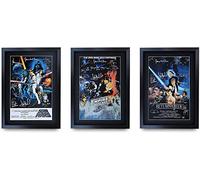 HWC Trading A3 Para La Trilogía De Star Wars Colección Del Cartel De La Película Firmado Autógrafos Impresos Enmarcada Hamill, Ford, Fisher, Guinness Fotográfica
