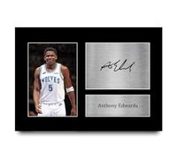 HWC Trading A4 Anthony Edwards Minnesota Timberwolves Basketball Los Regalos Imprimieron La Imagen Firmada Del Autógrafo Para Los Fans De Los Recuerdos Del Baloncesto - A4