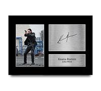 HWC Trading A4 Keanu Reeves John Wick Los Regalos Imprimieron La Imagen Firmada Del Autógrafo Para Los Fans De La Memorabilia De La Película - A4 Enmarcado