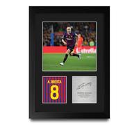 HWC Trading Andres Iniesta Barcelona Regalos Impresos Imagen De Autógrafo Firmado Para Los Aficionados Al Fútbol Y Partidarios - A4 Retrato Enmarcado