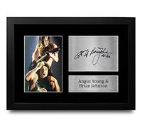 HWC Trading Angus Young & Brian Johnson A4 Enmarcado Regalo De Visualización De Fotos De Impresión De Imagen Impresa Autógrafo Firmado Por Acdc Aficionados A La Música