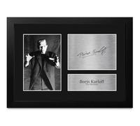 HWC Trading Boris Karloff Frankenstein The Monster Los Regalos Imprimieron La Imagen Firmada Del Autógrafo Para Los Fans De La Memorabilia De La Película - A4 Enmarcado (ID-010134)