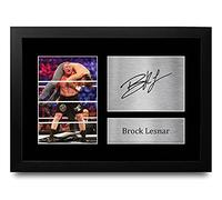 HWC Trading Brock Lesnar A4 Enmarcado Regalo De Visualización De Fotos De Impresión De Imagen Impresa Autógrafo Firmado Por Wwe Wwf Fanáticos De La Lucha