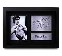 HWC Trading Bruce Lee A4 Enmarcado Regalo De Visualización De Fotos De Impresión De Imagen Impresa Autógrafo Firmado Por Martial Arts Enter The Dragon Los Aficionados Al Cine