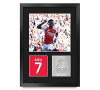 HWC Trading Bukayo Saka Arsenal Regalos Impresos Imagen De Autógrafo Firmado Para Los Aficionados Al Fútbol Y Partidarios - A3 Retrato Enmarcado