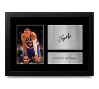 HWC Trading Carmelo Anthony Foto de Baloncesto Enmarcada A4 Firmada Regalo